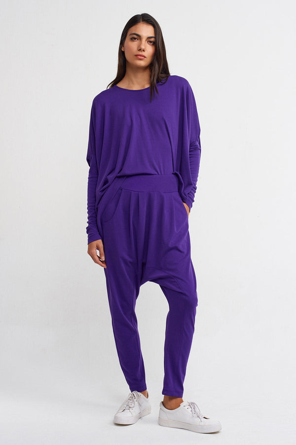 NU High-Waisted Comfortable Harem Pants Purple