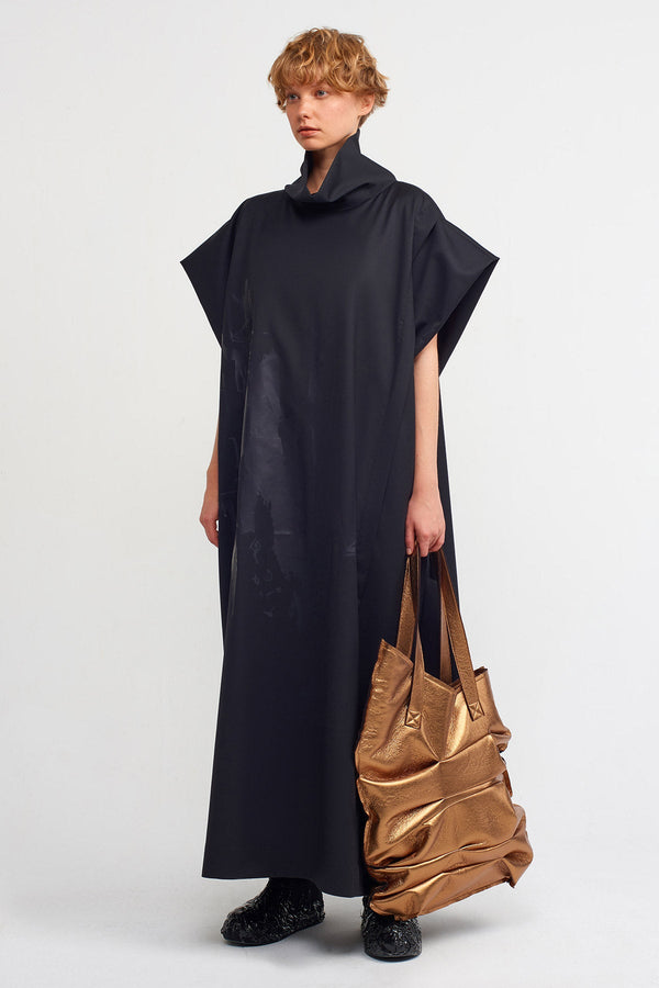 NU Monochromatic Printed Maxi Dress Black