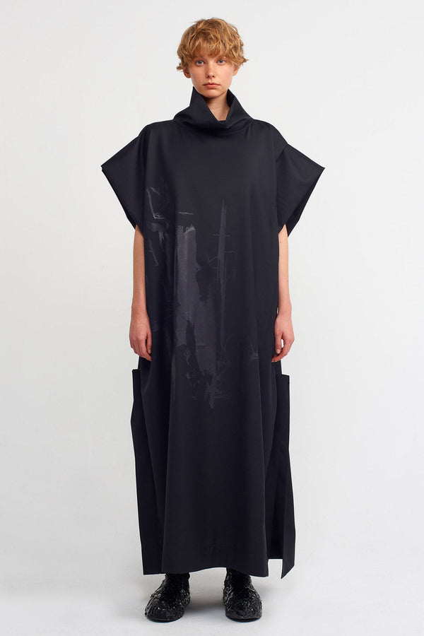 NU Monochromatic Printed Maxi Dress Black