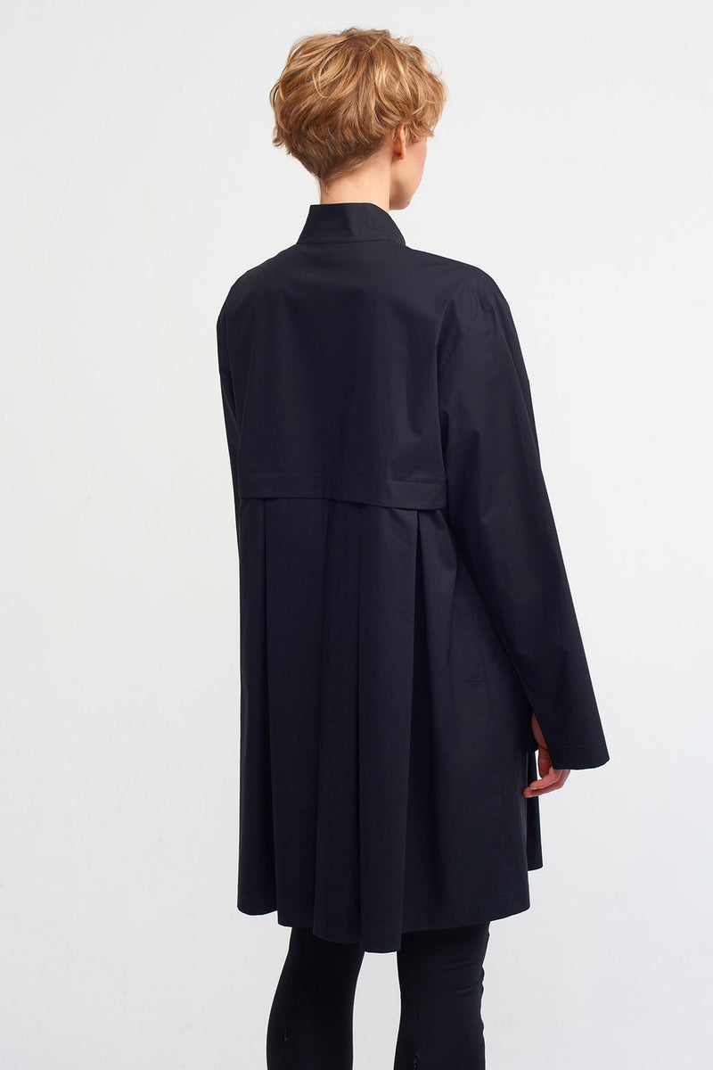 NU Embroidered Pleated Shirt Dress Black/Offwhite