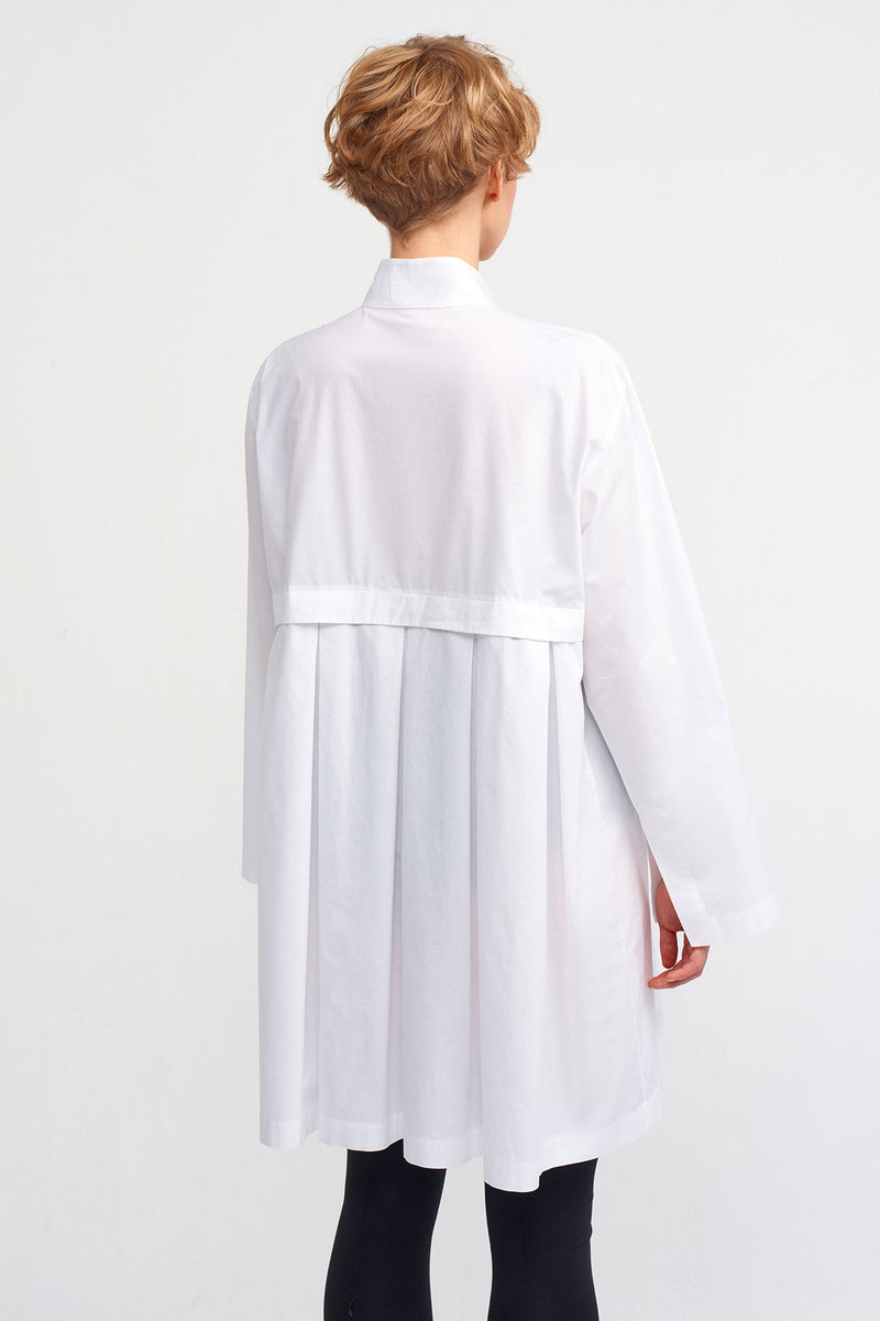 NU Embroidered Pleated Shirt Dress Off White/Black