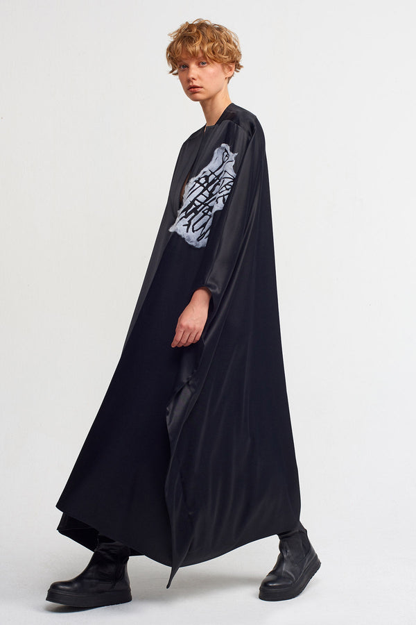 NU Embroidered Kaftan Maxi Dress Black