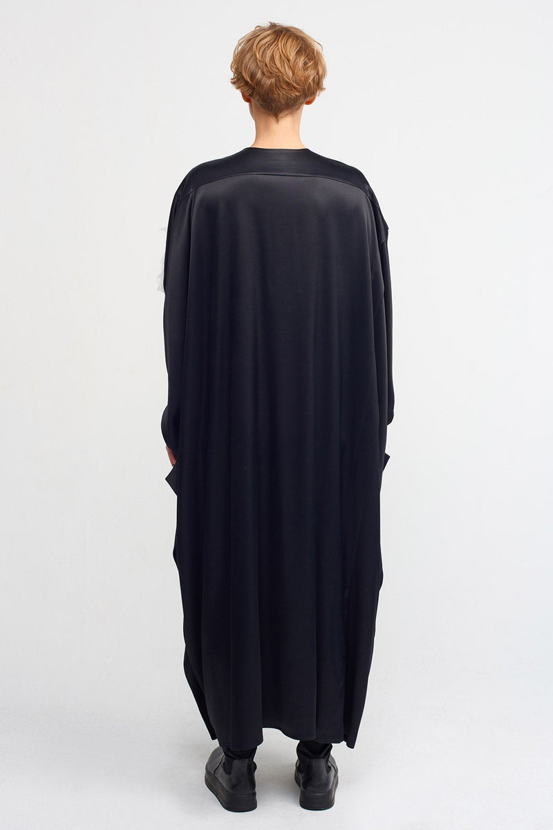 NU Embroidered Kaftan Maxi Dress Black