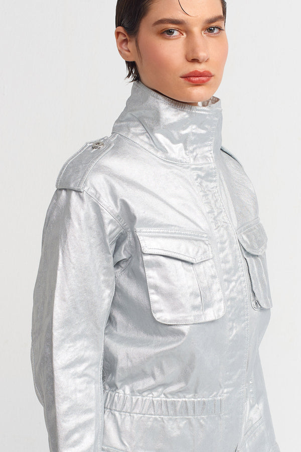 NU Biker Jumpsuit With Cargo Pocket Silver