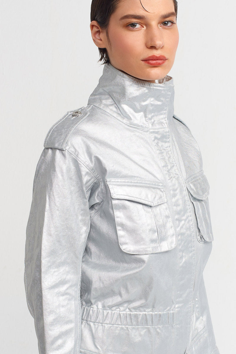 NU Biker Jumpsuit With Cargo Pocket Silver