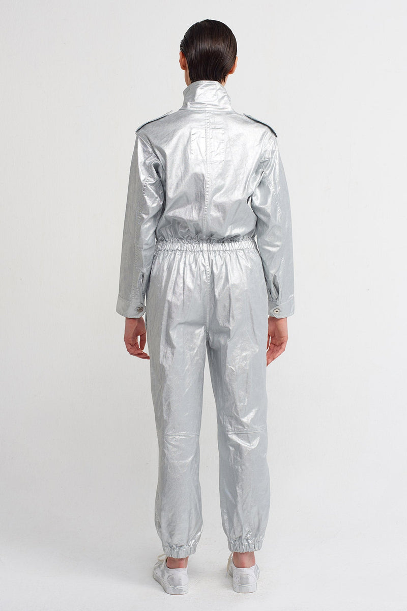 NU Biker Jumpsuit With Cargo Pocket Silver