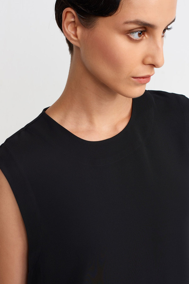 NU Loose Dress With Deep Side Slits Black