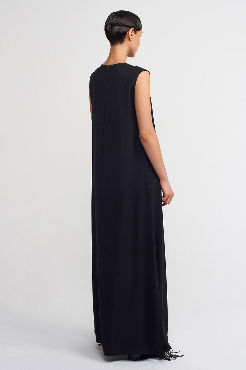 NU Loose Dress With Deep Side Slits Black