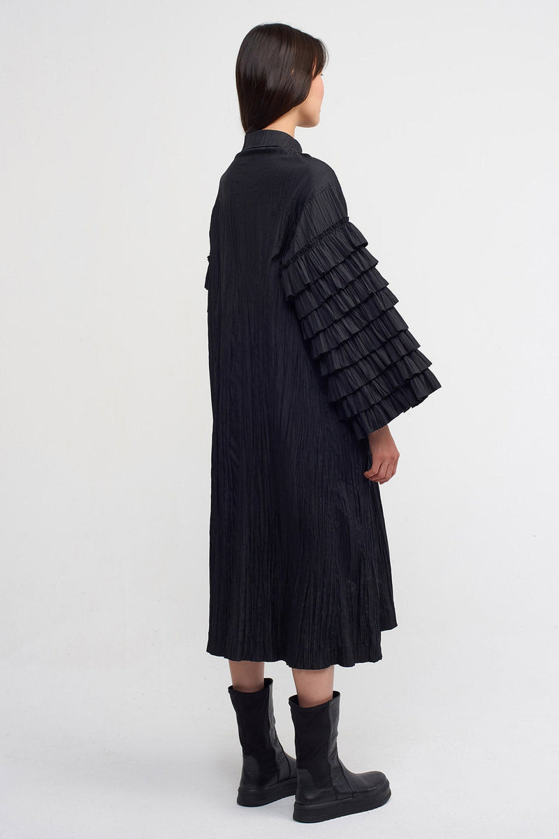 NU Ruffled Sleeve Detail Shirt Dress Black