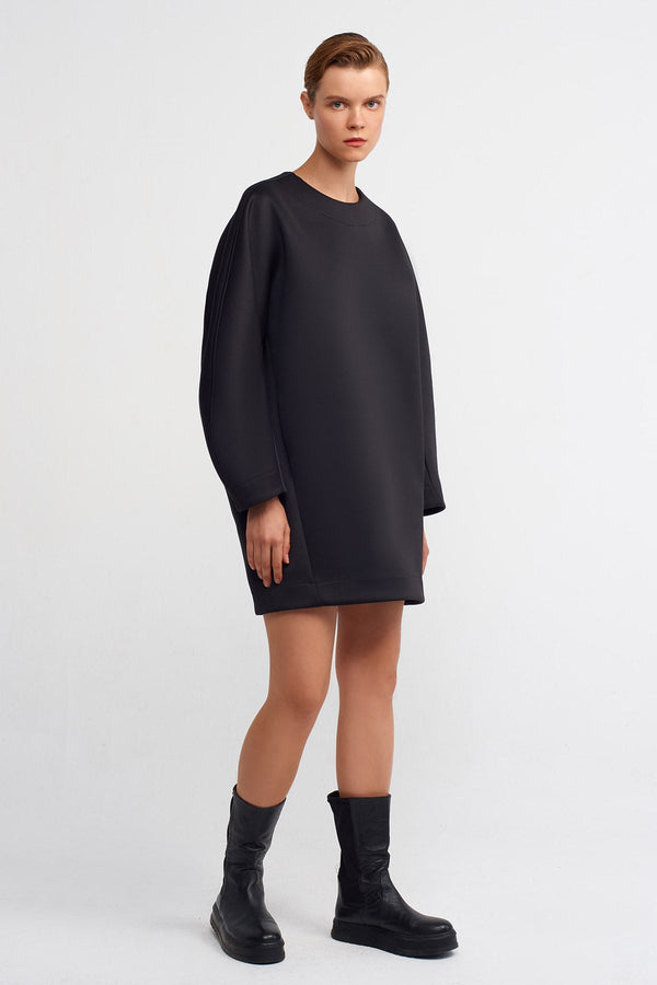 NU Long Sleeve Short Dress Black