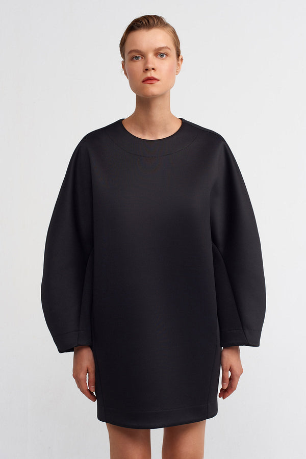 NU Long Sleeve Short Dress Black