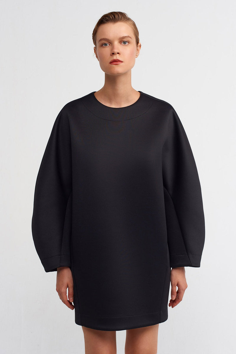 NU Long Sleeve Short Dress Black