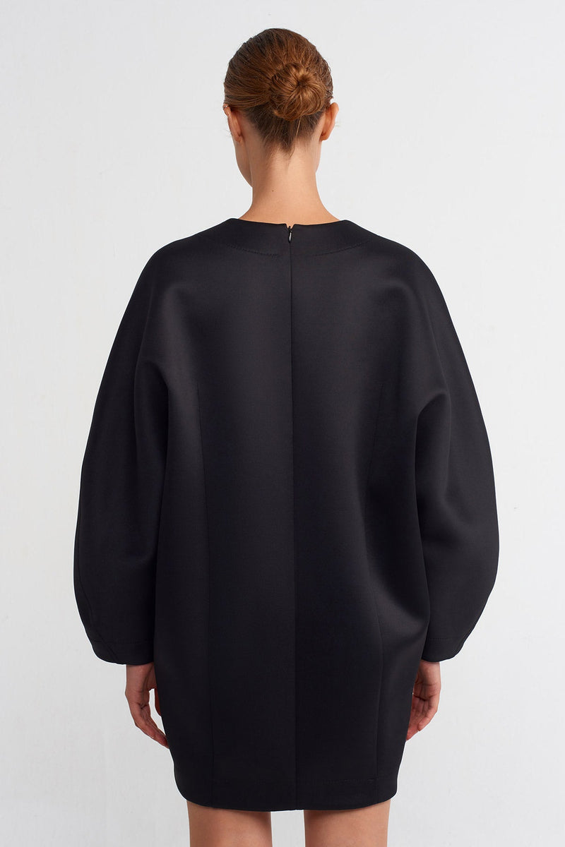 NU Long Sleeve Short Dress Black