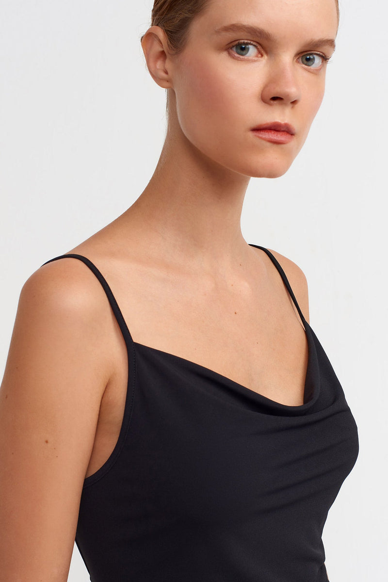 NU Strappy Solid Short Dress Black