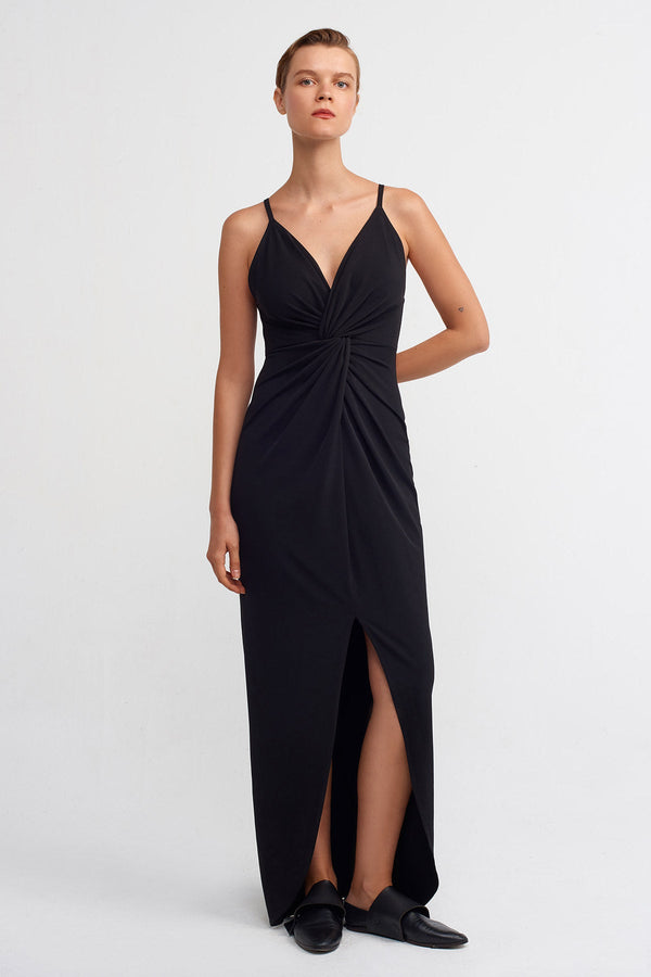 NU Twisted Detail Maxi Dress Black