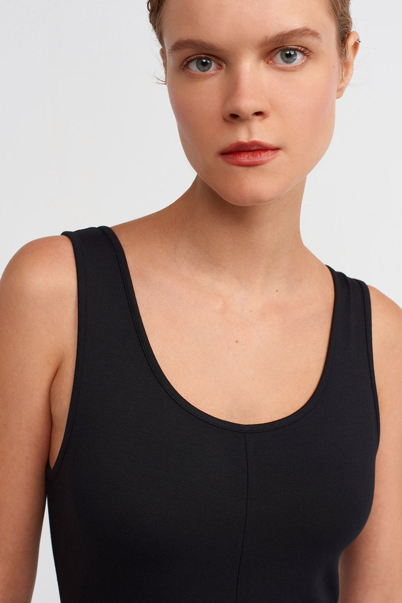 NU Solid Sleeveless Knit Jumpsuit Black