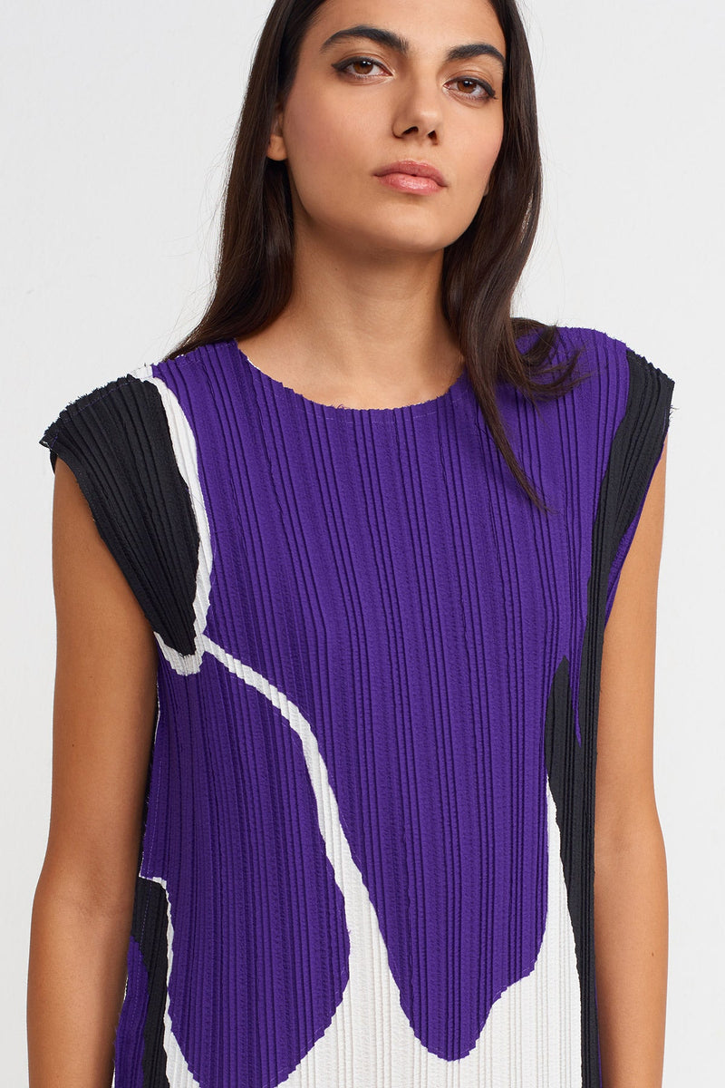 NU Patterned Pleated Dress Multi Color
