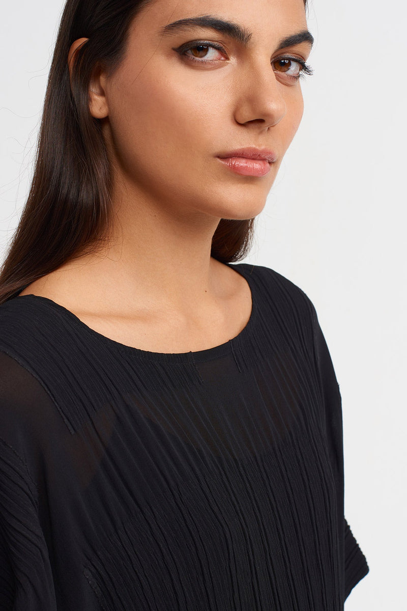 NU Jacquard Pleated Maxi Dress Black