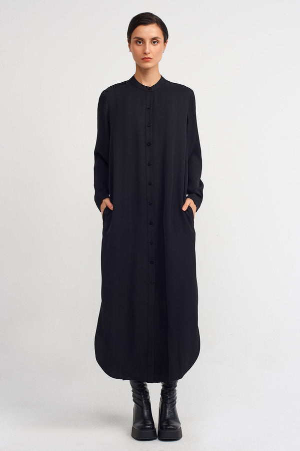 NU Collared Shirt Dress  Black