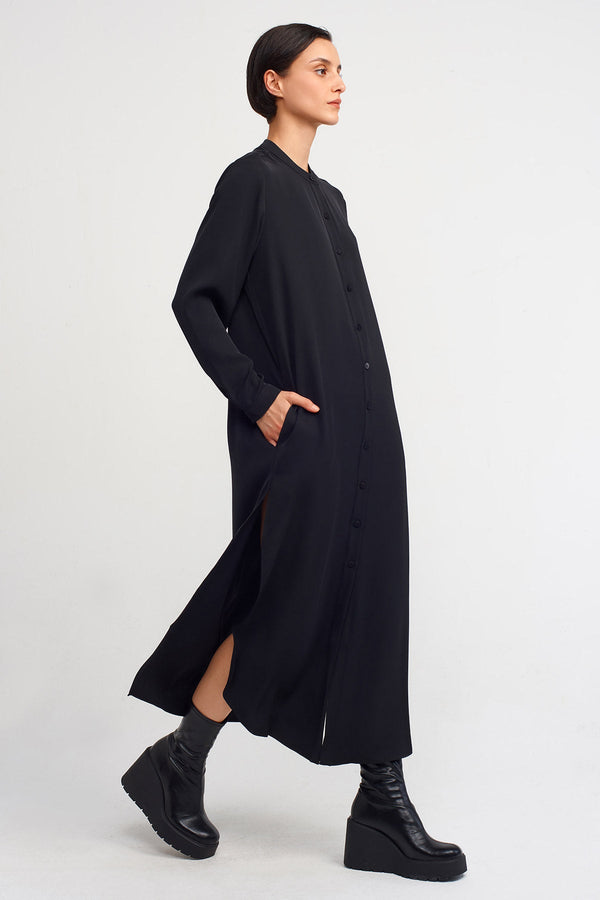 NU Collared Shirt Dress  Black