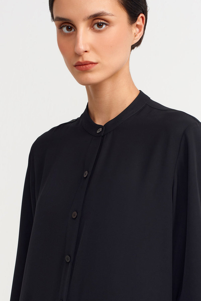 NU Collared Shirt Dress  Black