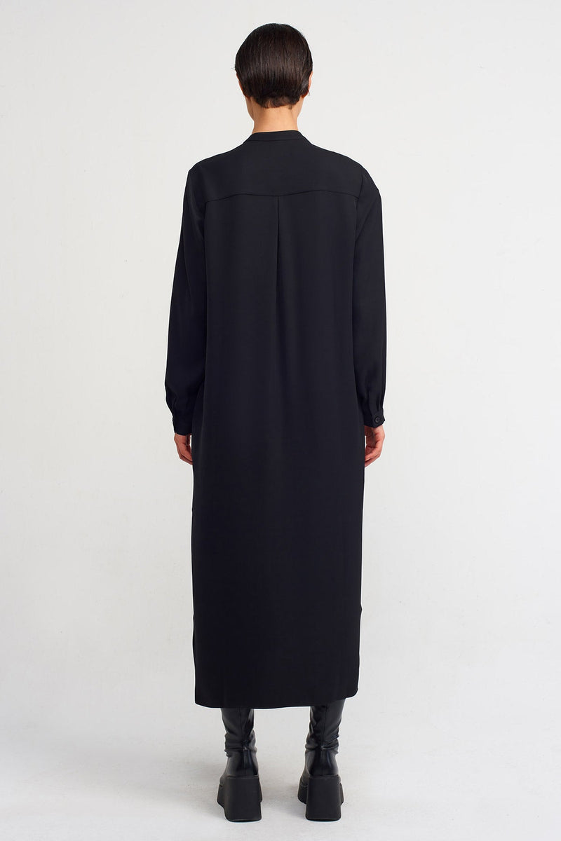 NU Collared Shirt Dress  Black