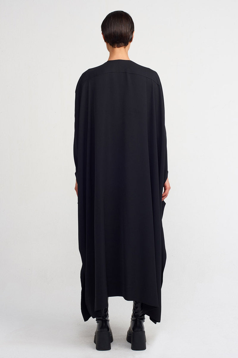 NU Embroidered V-Neck Kaftan Dress Black