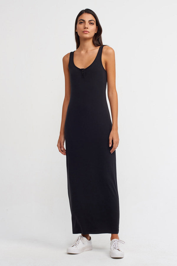 NU Long Ribbed Dress Black
