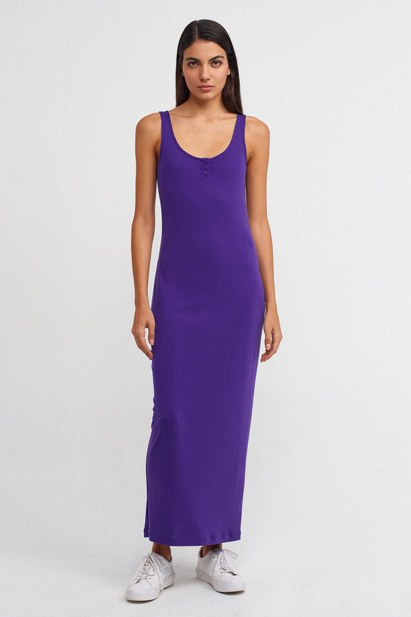 NU Long Ribbed Dress Purple
