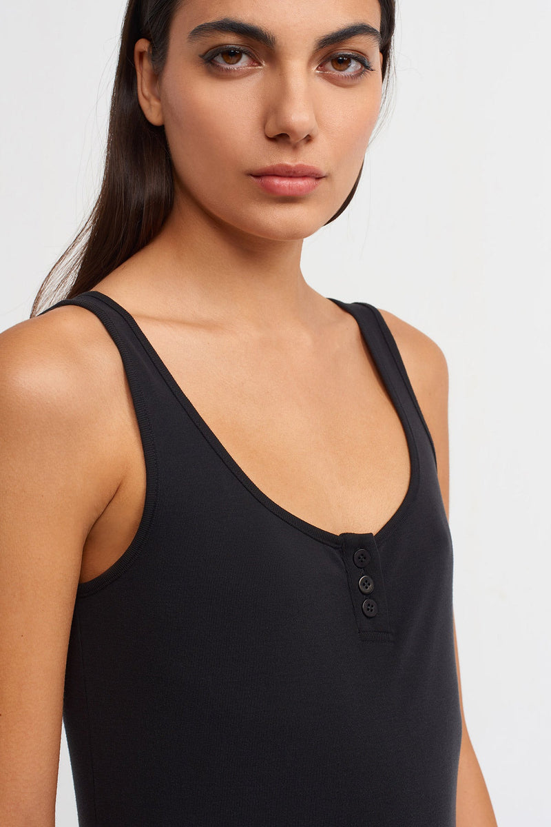 NU Long Ribbed Dress Black