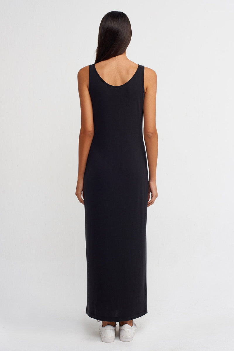 NU Long Ribbed Dress Black
