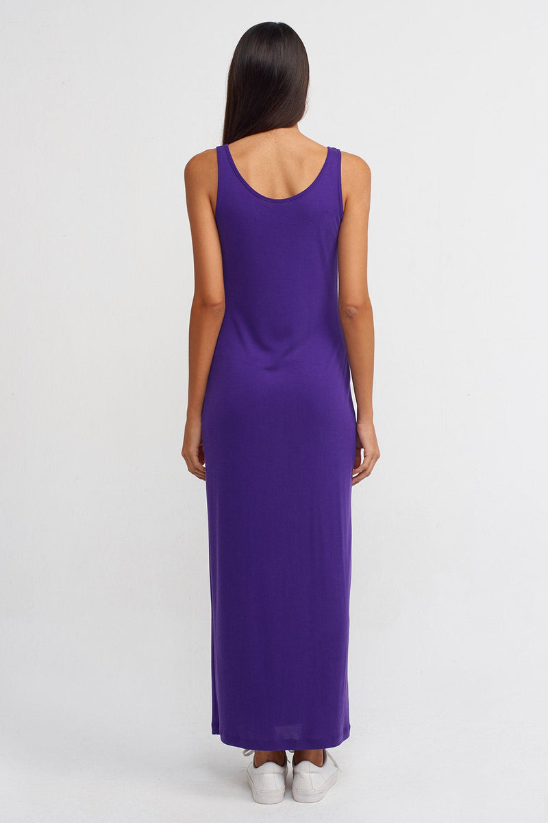NU Long Ribbed Dress Purple