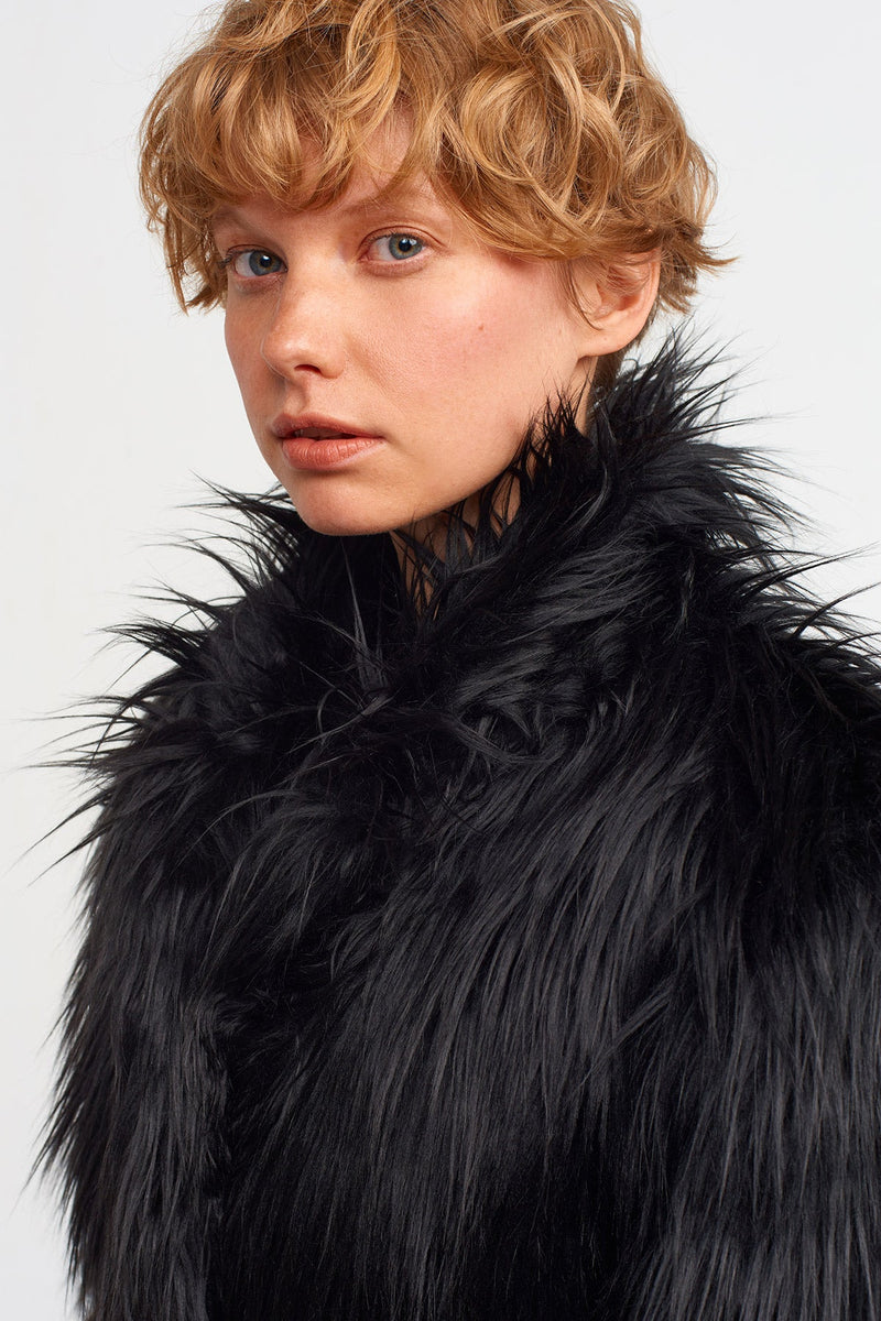 NU Faux Fur Crop Jacket Black
