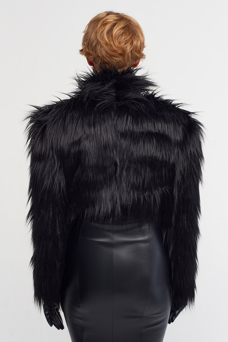 NU Faux Fur Crop Jacket Black