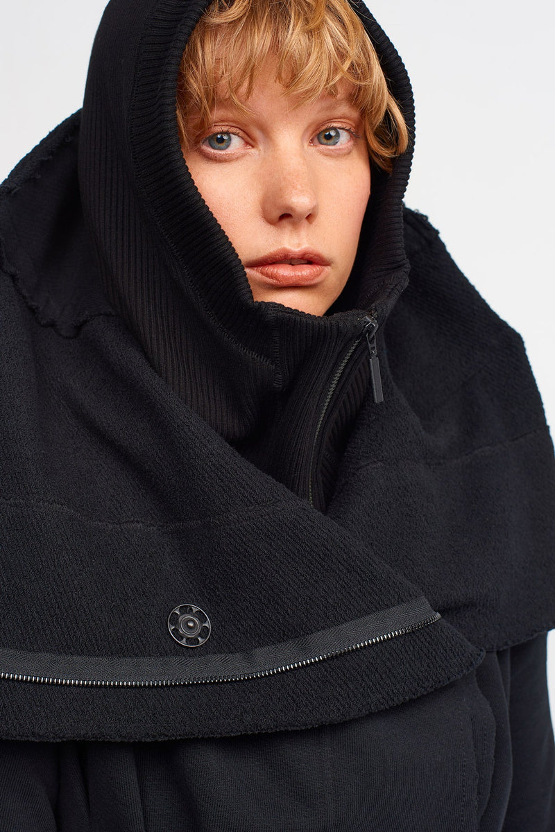 NU Embroidered Cape Jacket Black