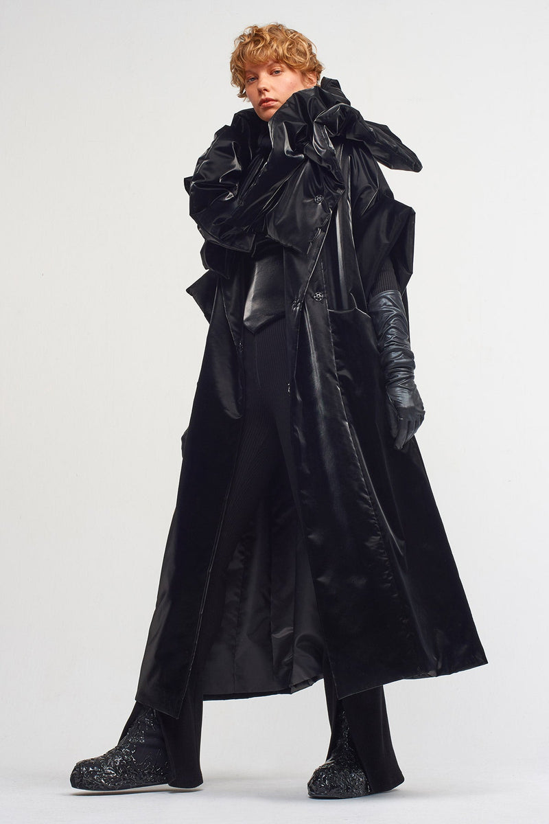 NU Shiny Long Jacket Black