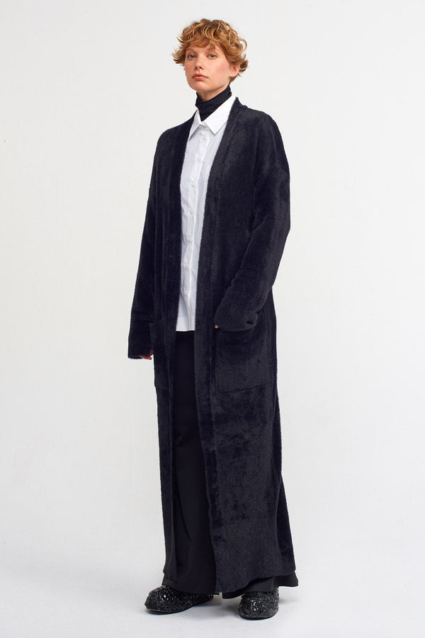 NU Faux Fur Knitted Outerwear Black
