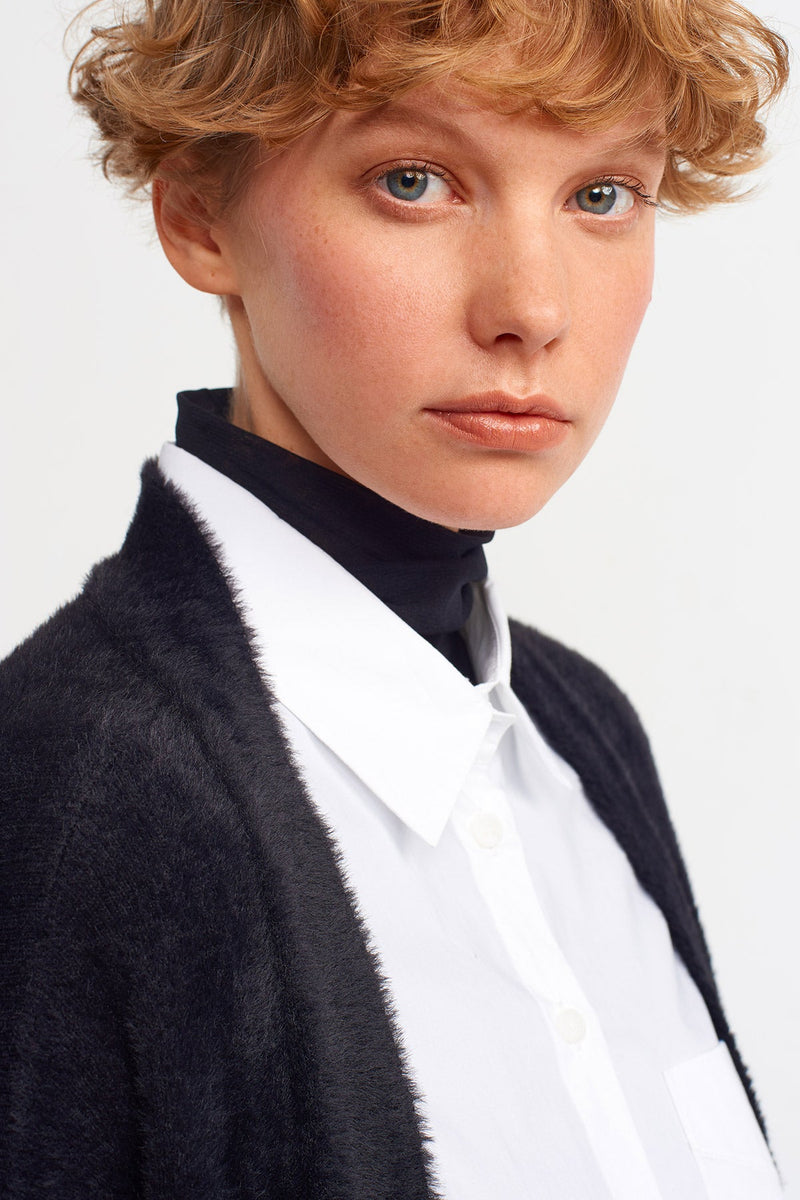 NU Faux Fur Knitted Outerwear Black