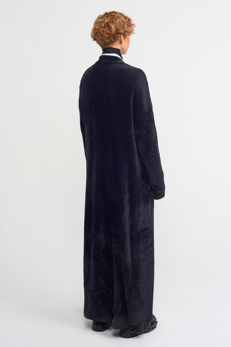 NU Faux Fur Knitted Outerwear Black