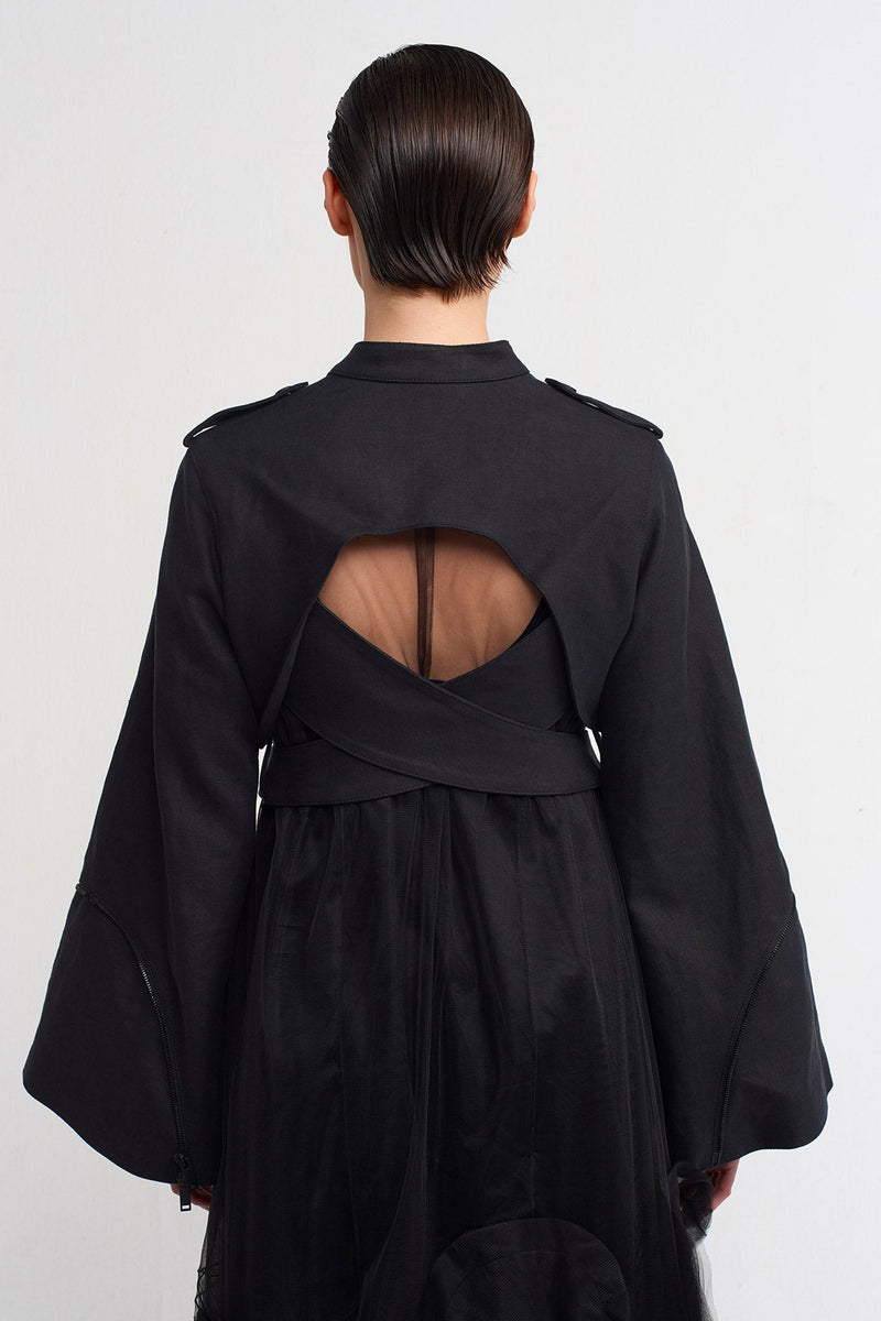 NU Belt Detailed Crop Jacket Black