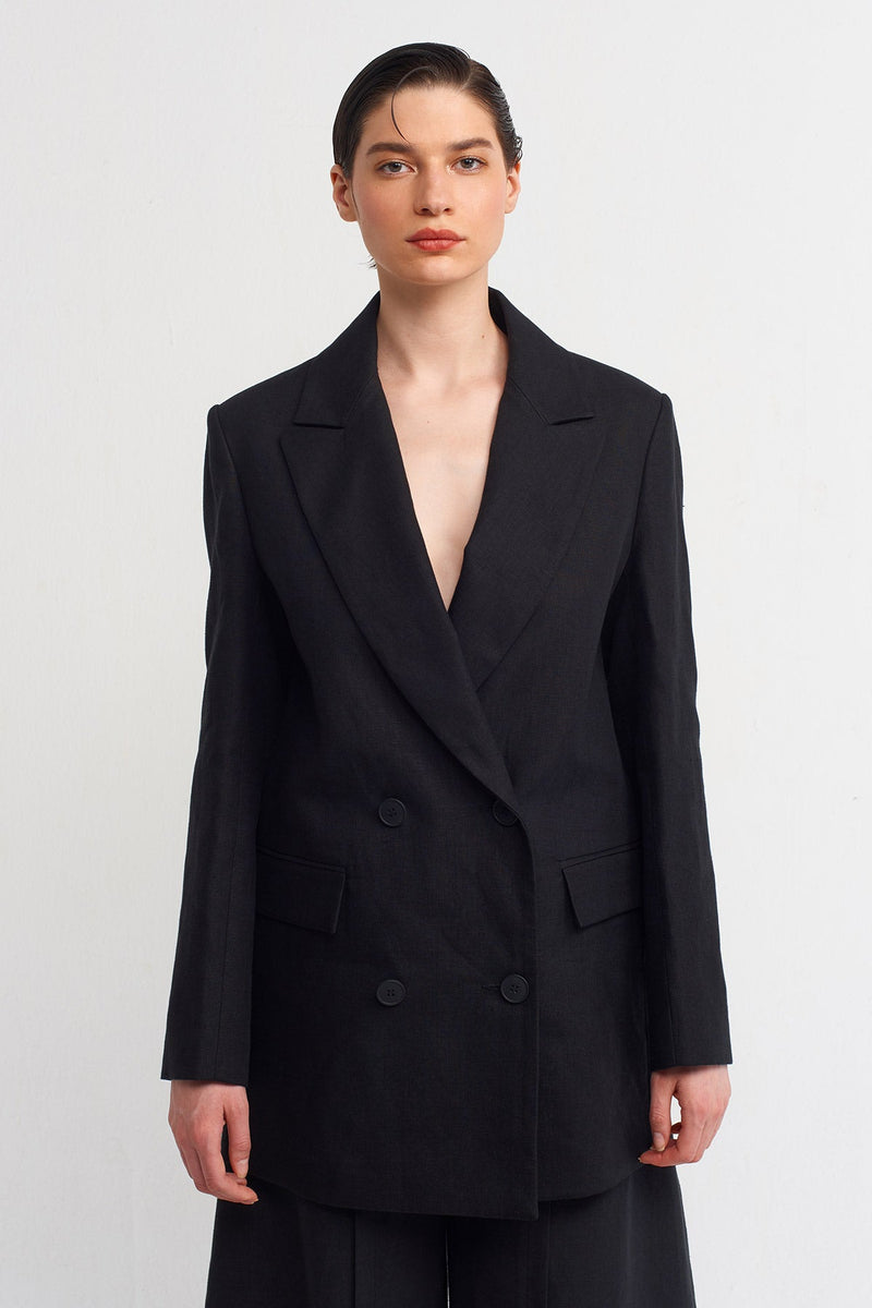 NU Four Button Blazer Jacket Black