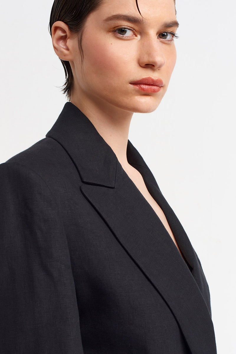 NU Four Button Blazer Jacket Black