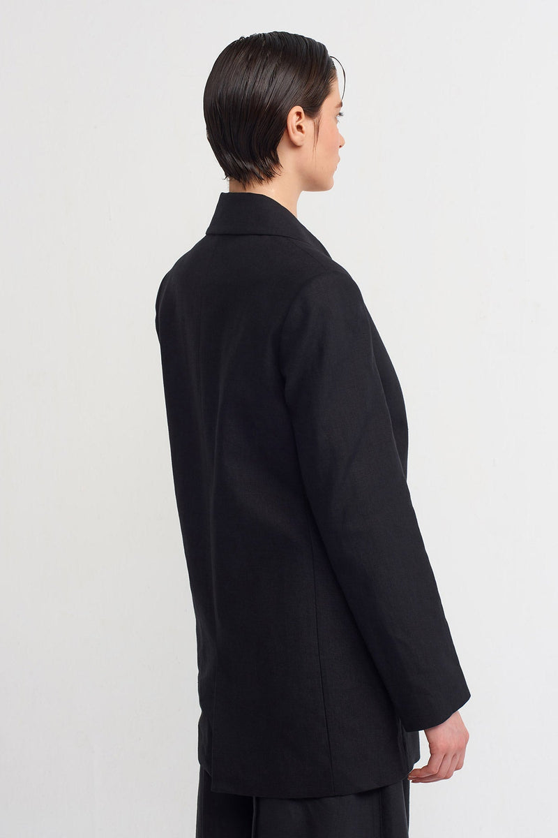 NU Four Button Blazer Jacket Black
