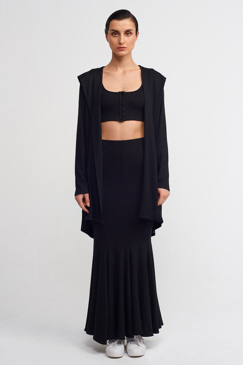NU Hooded Bamboo Cardigan Black