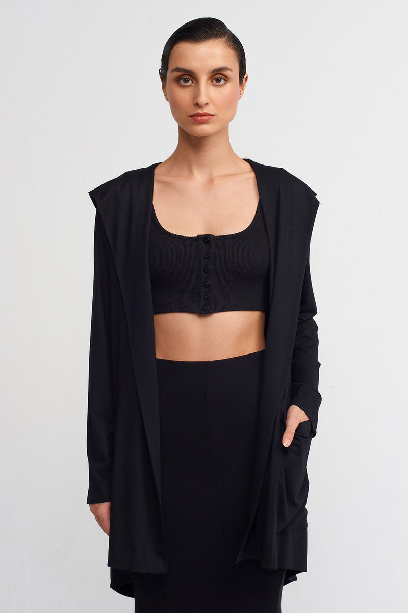NU Hooded Bamboo Cardigan Black