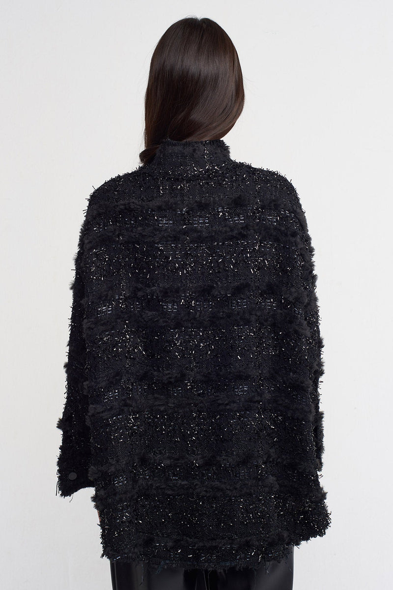 NU Fur Detail Solid Jacket Black