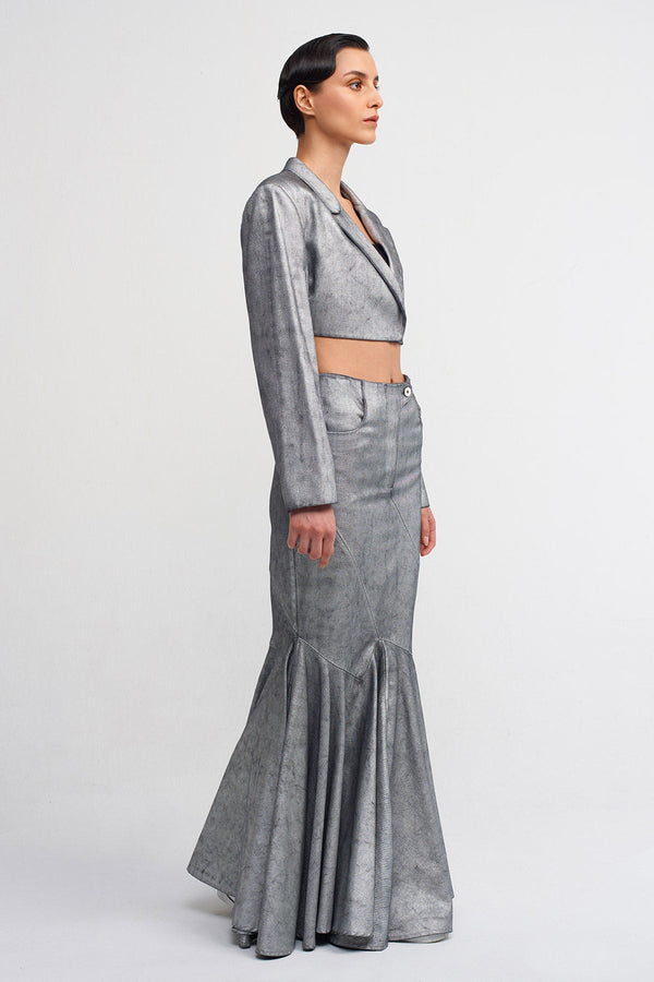 NU Crop Blazer Jacket Silver