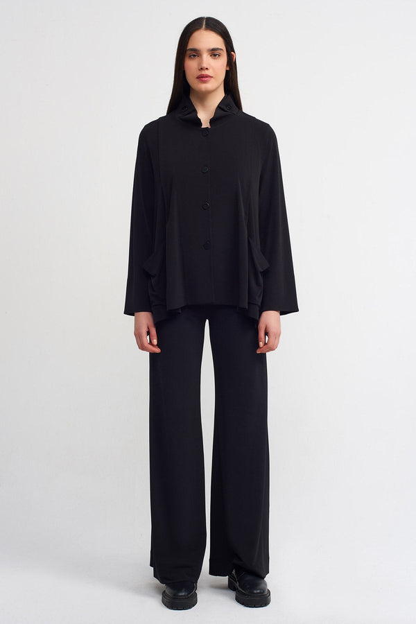 NU Button-Detailed Jersey Cardigan With Pockets Black