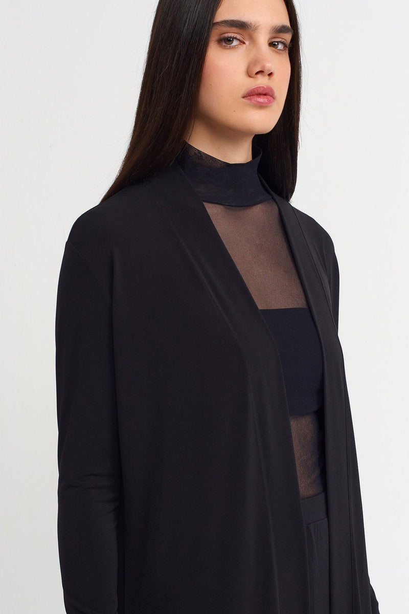 NU Slit Detailed Solid Outerwear Black
