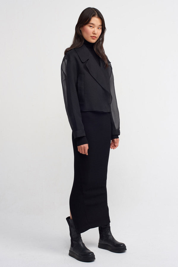 NU Short Elegant Organza Jacket Black